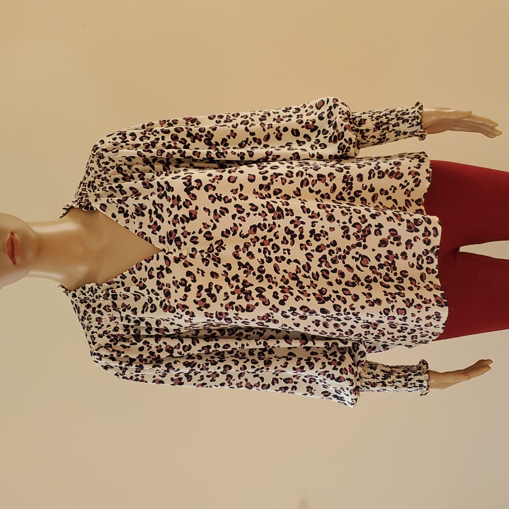 Pink Leopard Print Blouse